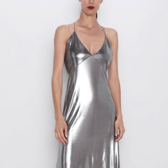 NWT Zara Limited Edition Metallic Dress Sz. L - Picture 4 of 6